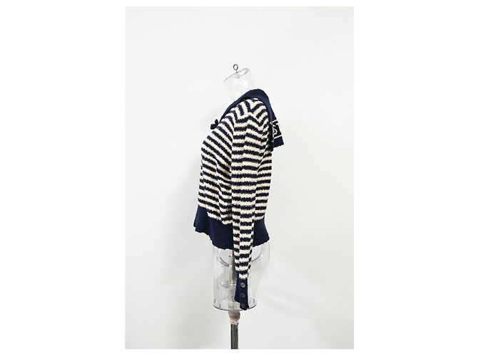 Dior Marinière Pullover mit Matrosenkragen und Schleife aus navyblauer Baumwolle - Ansicht 7
