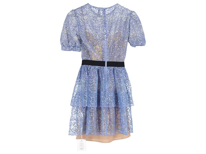 Self portrait Self-Portrait Mini-Kleid aus Pailletten-Spitze aus blauer Polyester - Ansicht 2