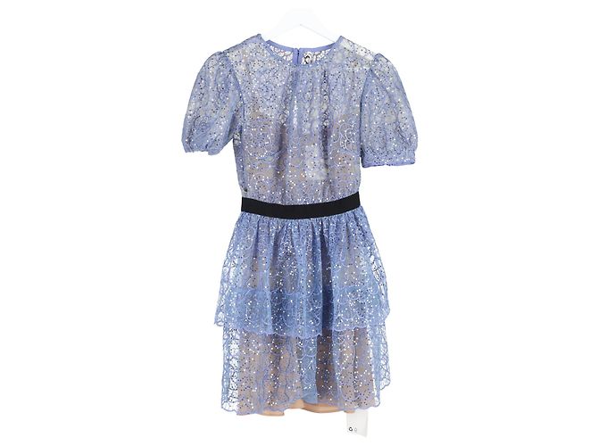 Self portrait Self-Portrait Mini-Kleid aus Pailletten-Spitze aus blauer Polyester - Ansicht 4