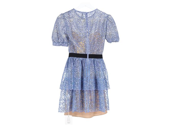 Self portrait Self-Portrait Mini-Kleid aus Pailletten-Spitze aus blauer Polyester - Ansicht 5