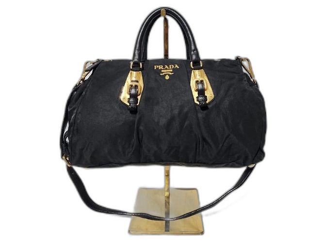 Borsa a tracolla convertibile Prada in tessuto nero - vista 16