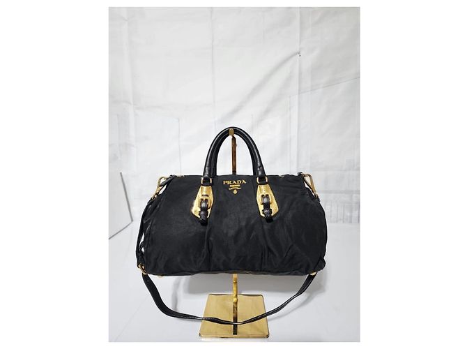 Borsa a tracolla convertibile Prada in tessuto nero - vista 2