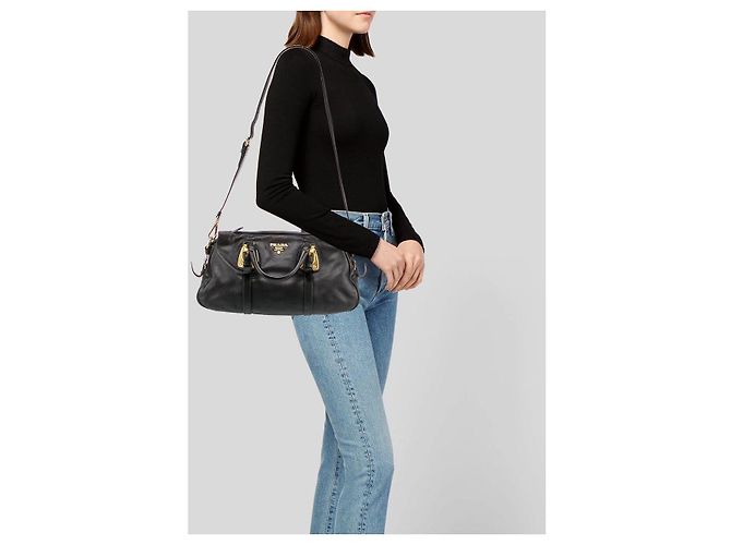 Borsa a tracolla convertibile Prada in tessuto nero - vista 4