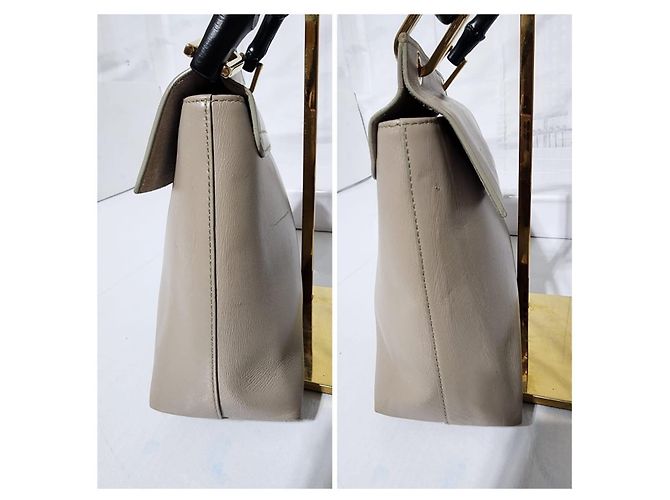 Bolsa de mão de couro Gucci Bamboo com aba bege - vista 10