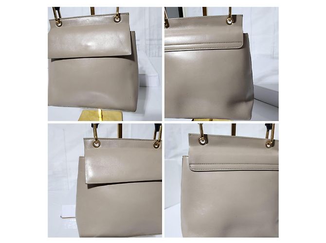 Bolsa de mão de couro Gucci Bamboo com aba bege - vista 13