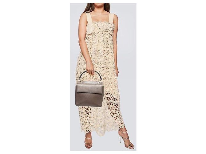 Bolsa de mão de couro Gucci Bamboo com aba bege - vista 4