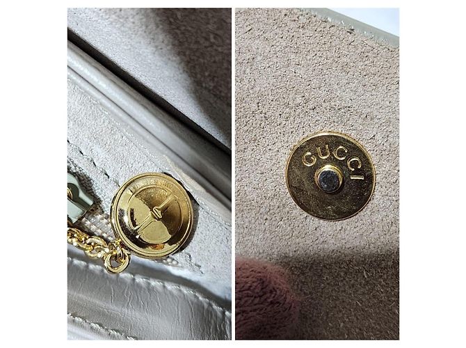 Bolsa de mão de couro Gucci Bamboo com aba bege - vista 8