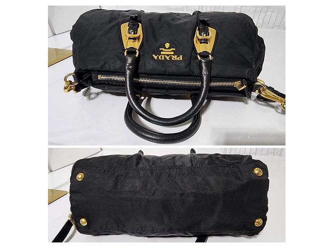 Prada umwandelbare Satchel-Tasche aus schwarzem Tessuto - Ansicht 10