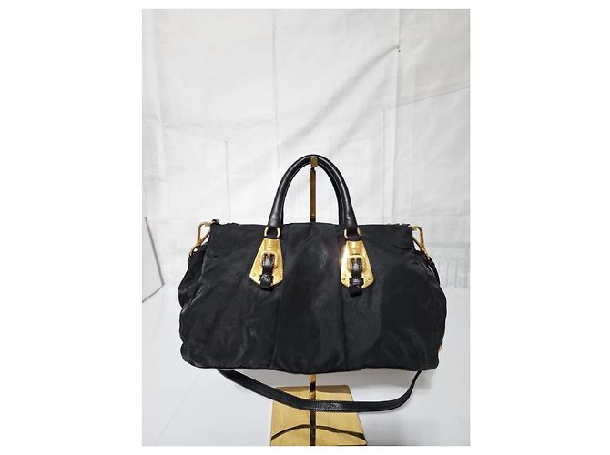 Prada umwandelbare Satchel-Tasche aus schwarzem Tessuto - Ansicht 11