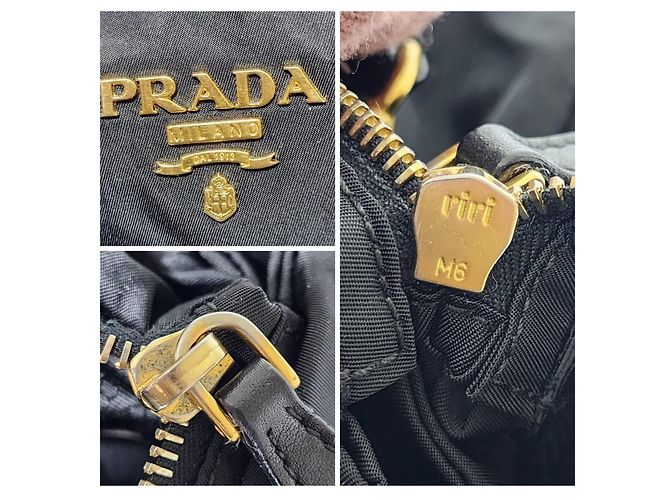 Prada umwandelbare Satchel-Tasche aus schwarzem Tessuto - Ansicht 13