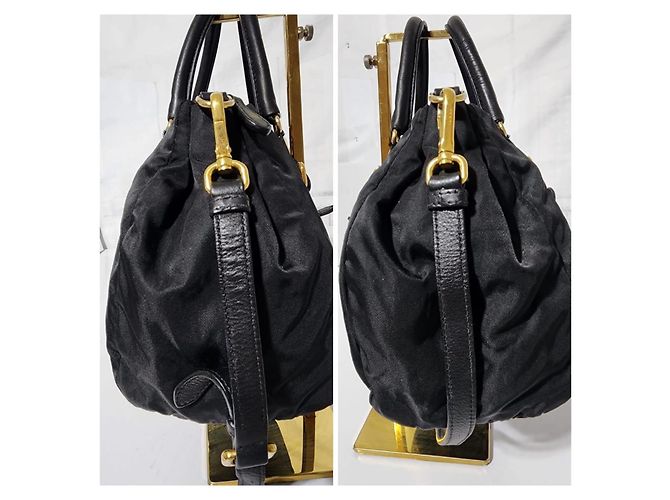 Prada umwandelbare Satchel-Tasche aus schwarzem Tessuto - Ansicht 14