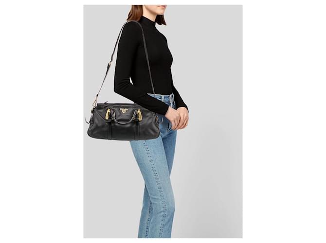 Prada umwandelbare Satchel-Tasche aus schwarzem Tessuto - Ansicht 4