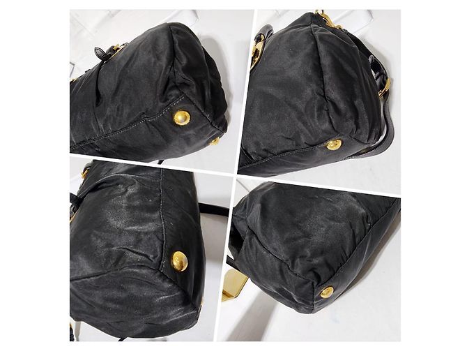 Prada umwandelbare Satchel-Tasche aus schwarzem Tessuto - Ansicht 9