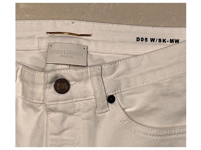 Vaqueros Saint Laurent blancos de denim talla 29 - vista 4