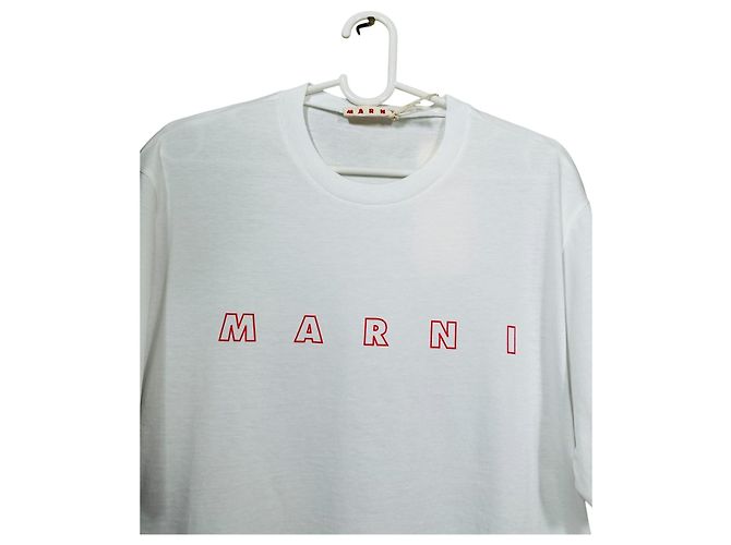 T-shirt bianco Marni con logo in cotone - vista 2