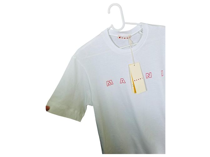 T-shirt bianco Marni con logo in cotone - vista 3