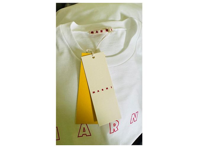 T-shirt bianco Marni con logo in cotone - vista 4