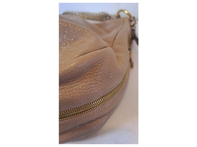 Borsa hobo Prada Cervo Lux in pelle beige dorato - vista 11