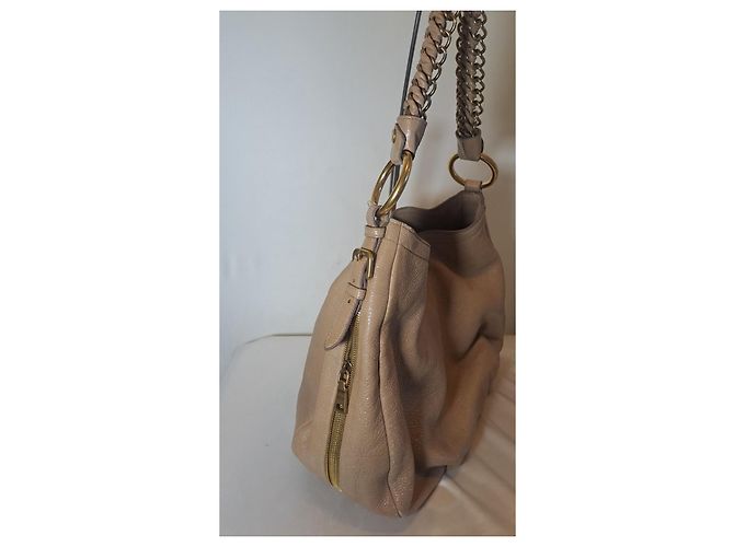 Borsa hobo Prada Cervo Lux in pelle beige dorato - vista 3