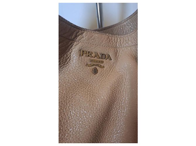 Borsa hobo Prada Cervo Lux in pelle beige dorato - vista 5