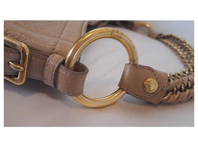 Borsa hobo Prada Cervo Lux in pelle beige dorato - vista 6