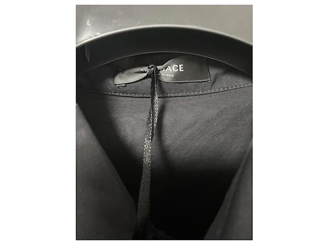 Camicia Versace in cotone a maniche corte nera logo blu Nero - vista 4