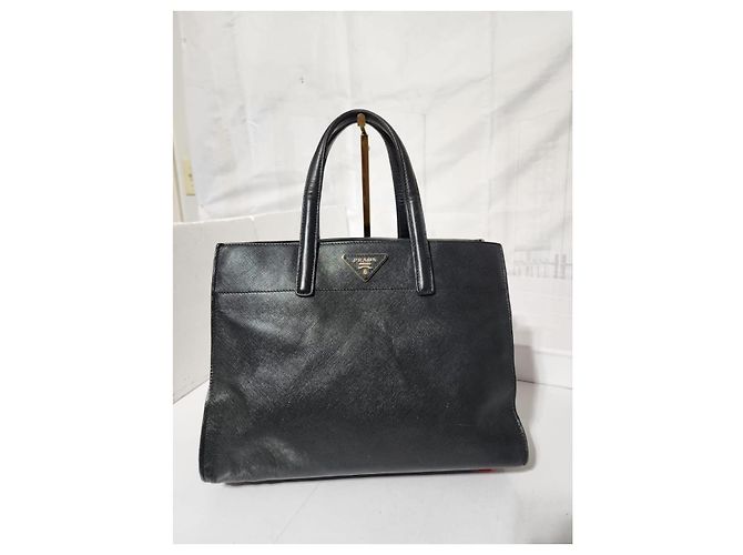 Borsa tote a tre tasche Prada Saffiano Soft nera Nero - vista 12