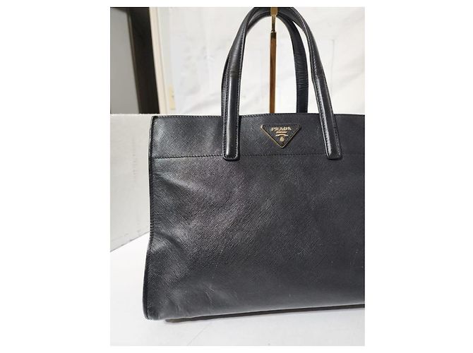 Borsa tote a tre tasche Prada Saffiano Soft nera Nero - vista 13
