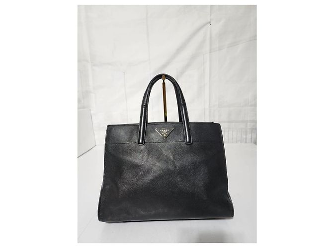 Borsa tote a tre tasche Prada Saffiano Soft nera Nero - vista 15