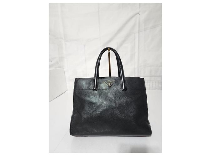 Borsa tote a tre tasche Prada Saffiano Soft nera Nero - vista 17