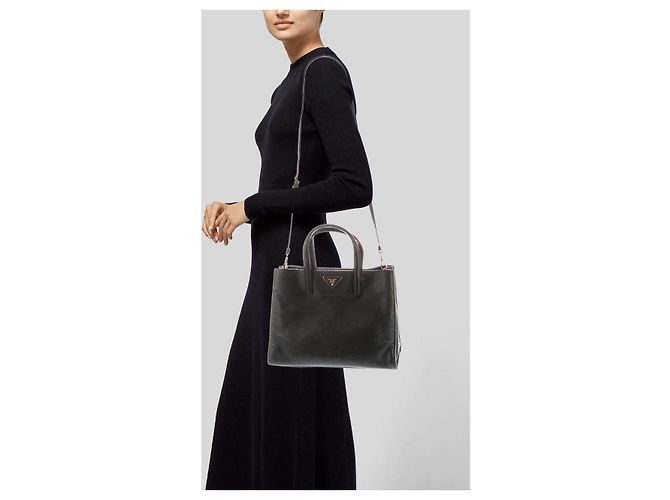 Borsa tote a tre tasche Prada Saffiano Soft nera Nero - vista 4