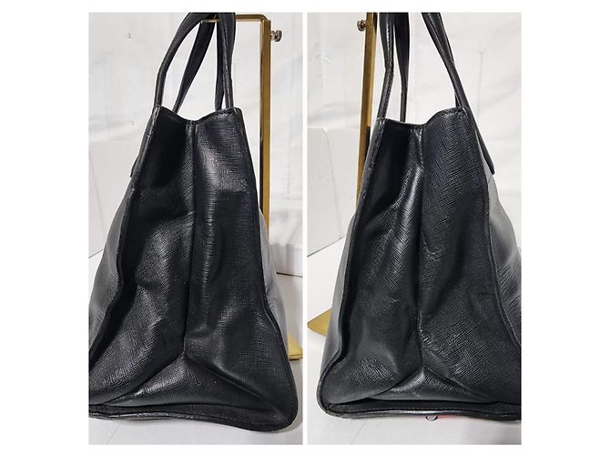Borsa tote a tre tasche Prada Saffiano Soft nera Nero - vista 6