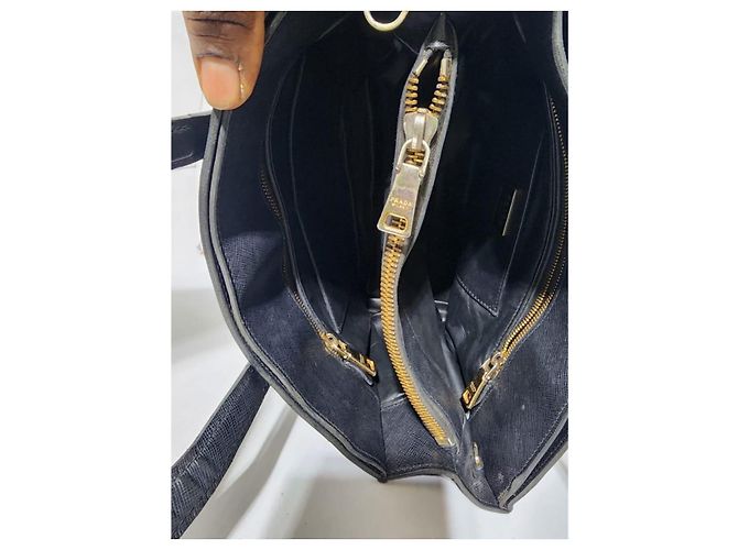 Borsa tote a tre tasche Prada Saffiano Soft nera Nero - vista 7