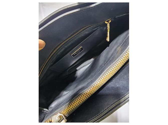 Borsa tote a tre tasche Prada Saffiano Soft nera Nero - vista 8