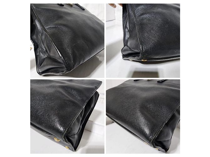 Borsa tote a tre tasche Prada Saffiano Soft nera Nero - vista 9