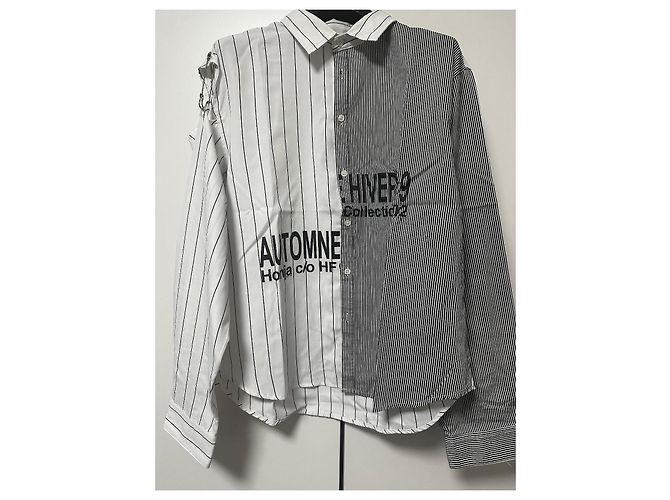 Autre Marque Honja c/o HF AH19 Camicia Oversize in Cotone Nero Bianco - vista 13