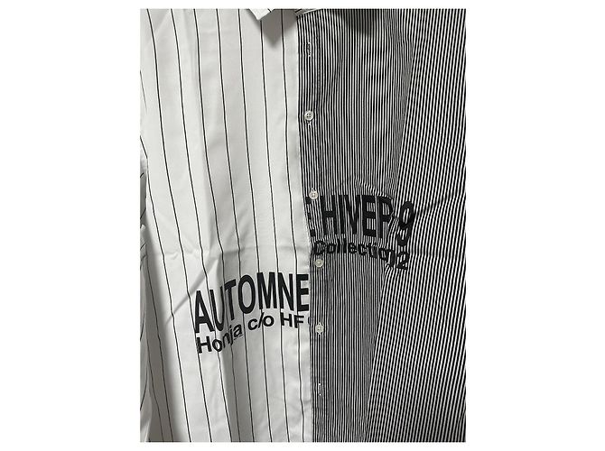 Autre Marque Honja c/o HF AH19 Camicia Oversize in Cotone Nero Bianco - vista 2