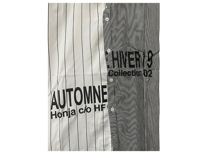 Autre Marque Honja c/o HF AH19 Camicia Oversize in Cotone Nero Bianco - vista 4
