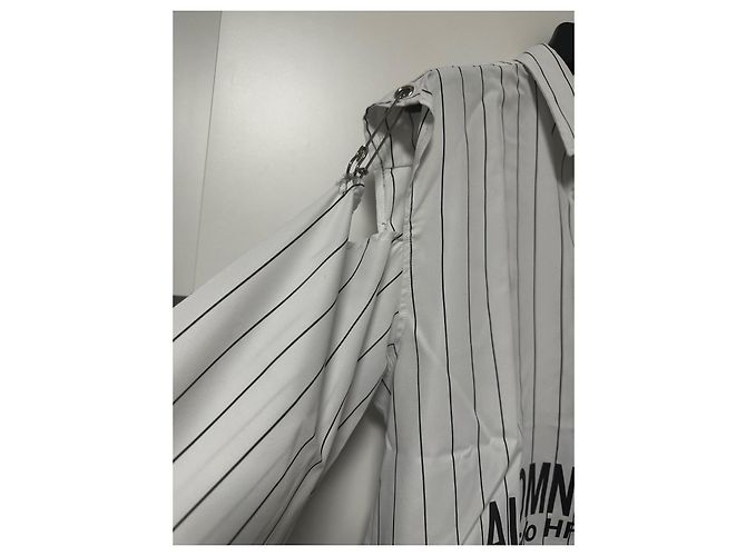 Autre Marque Honja c/o HF AH19 Camicia Oversize in Cotone Nero Bianco - vista 6