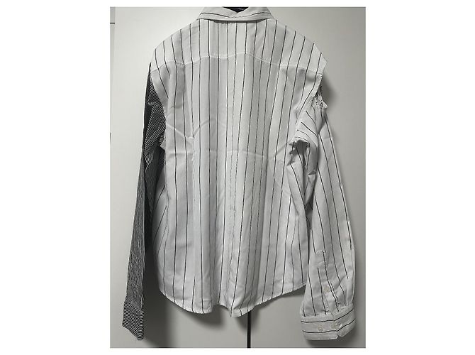 Autre Marque Honja c/o HF AH19 Camicia Oversize in Cotone Nero Bianco - vista 7