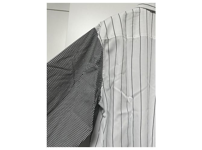 Autre Marque Honja c/o HF AH19 Camicia Oversize in Cotone Nero Bianco - vista 9