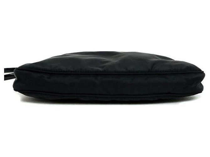 Borsa Prada Cleo in nylon nero e pelle verniciata blu - vista 4