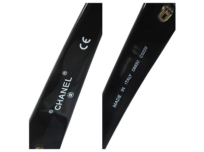 Chanel Sunglasses Black and Gold Plastic Golden - view 4