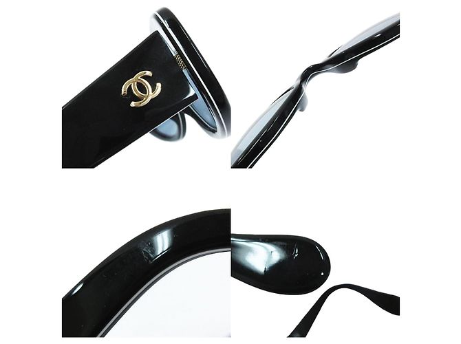 Chanel Sunglasses Black and Gold Plastic Golden - view 5