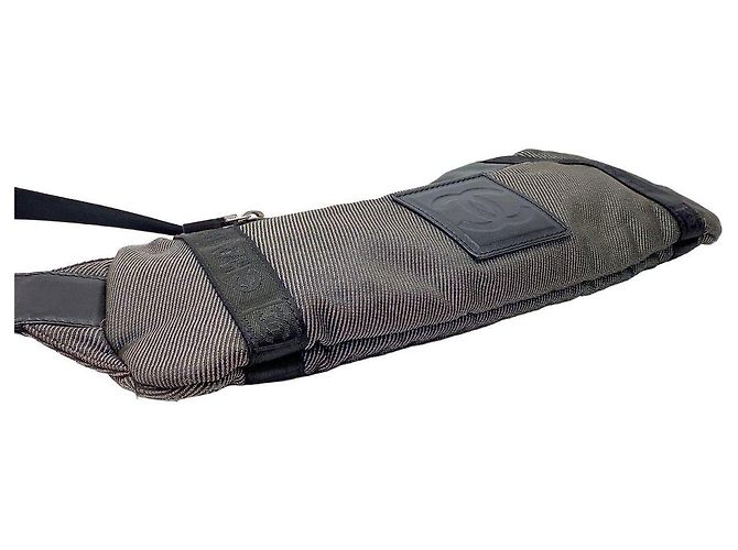 Borsa da viaggio Chanel Sport nera e grigia in pelle Nero Grigio - vista 5