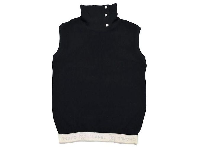 Chanel Schwarzes Oberteil mit Stehkragen aus Polyester - Ansicht 2