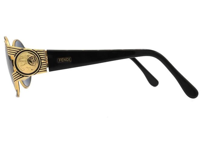 Occhiali da sole Fendi neri e dorati in plastica Nero D'oro - vista 3