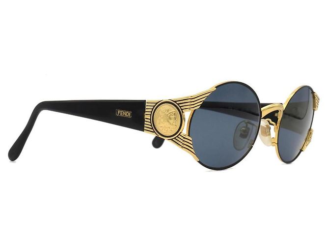 Occhiali da sole Fendi neri e dorati in plastica Nero D'oro - vista 4