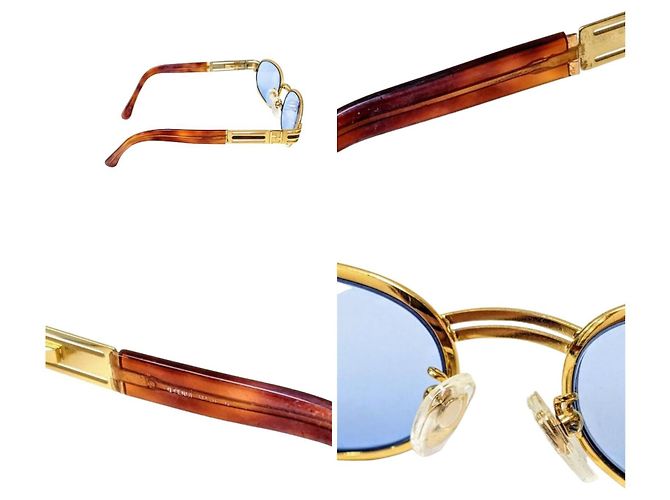 Occhiali da sole Fendi blu e oro in plastica D'oro - vista 4