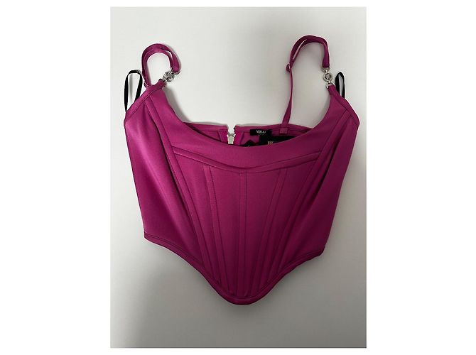Top corset rosa de Versace Fucsia Hardware de plata - vista 2